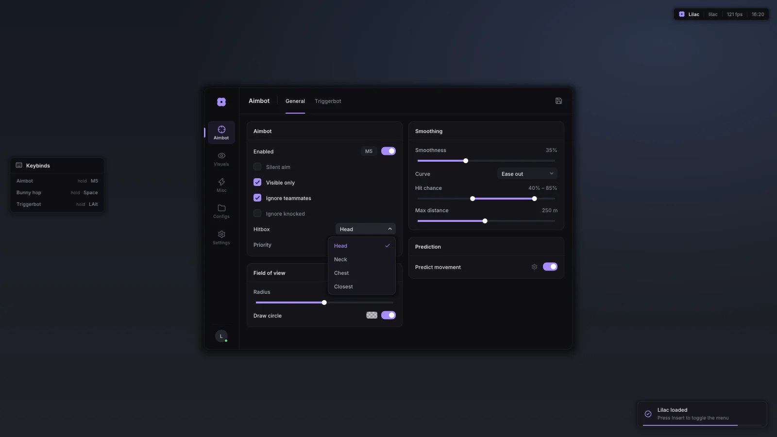 Lilac dropdown
