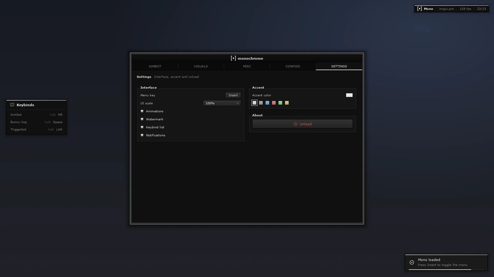 Mono settings