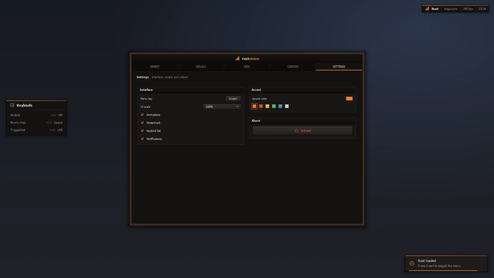 Rust settings